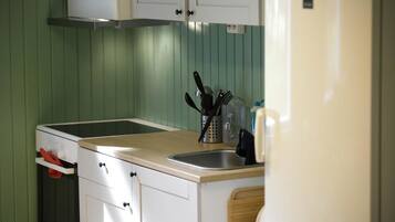 Full-size fridge, microwave, oven, coffee/tea maker