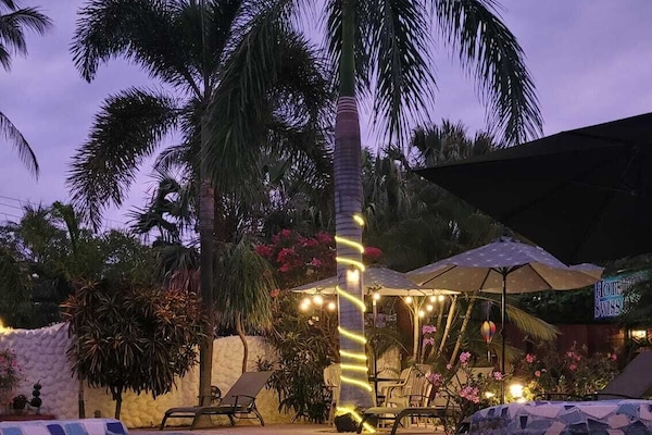 Outdoor pool, open 7:30 AM to 10:00 PM, pool umbrellas, sun loungers
