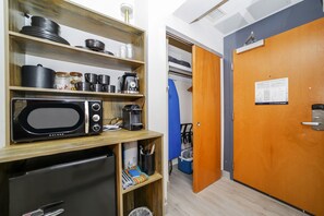 Standard Double Room, Multiple Beds, Private Bathroom (Self check-in) | Desk, laptop workspace, blackout drapes, iron/ironing board