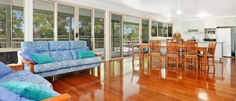 Ocean View | Living area | 50-inch Smart TV with digital channels, TV, DVD player