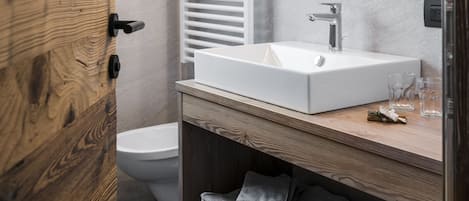 Hair dryer, towels, toilet paper