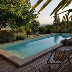 Outdoor pool, pool umbrellas, sun loungers - Propriété Le Monneton (Saint-Christie)