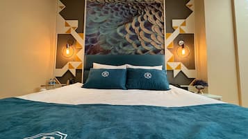 Hypo-allergenic bedding, free minibar items, in-room safe