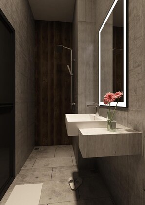 Dusche, Haartrockner, Bidet, Handtücher