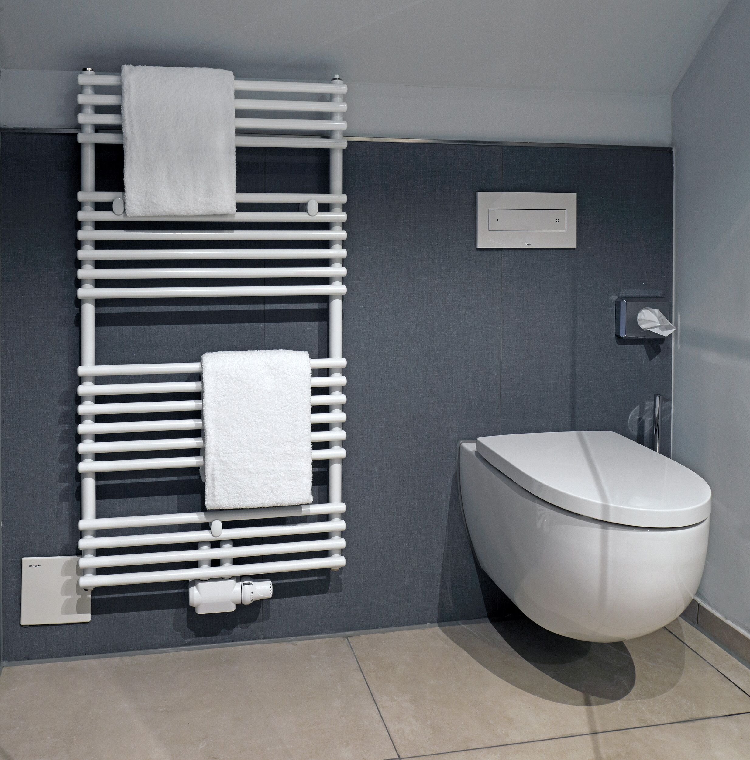 design double room | bathroom | hair dryer, slippers, towels, soap