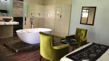 Honeymoon Double Room | Desk, laptop workspace, blackout drapes, iron/ironing board