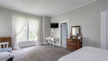 1 bedroom, desk, laptop workspace, iron/ironing board