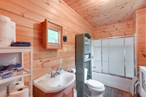 Free toiletries, towels - Near Snowmobiling: Secluded Harmony Cabin w/ Deck! (Harmony)