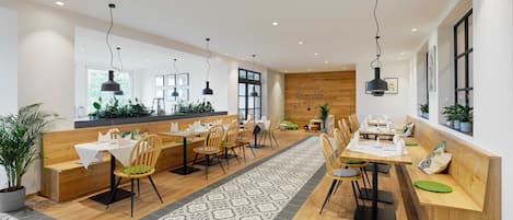 Petit déjeuner, déjeuner et dîner servis sur place, vue sur le jardin