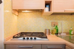 Studio | Private kitchenette | Full-size fridge, stovetop, cookware/dishes/utensils
