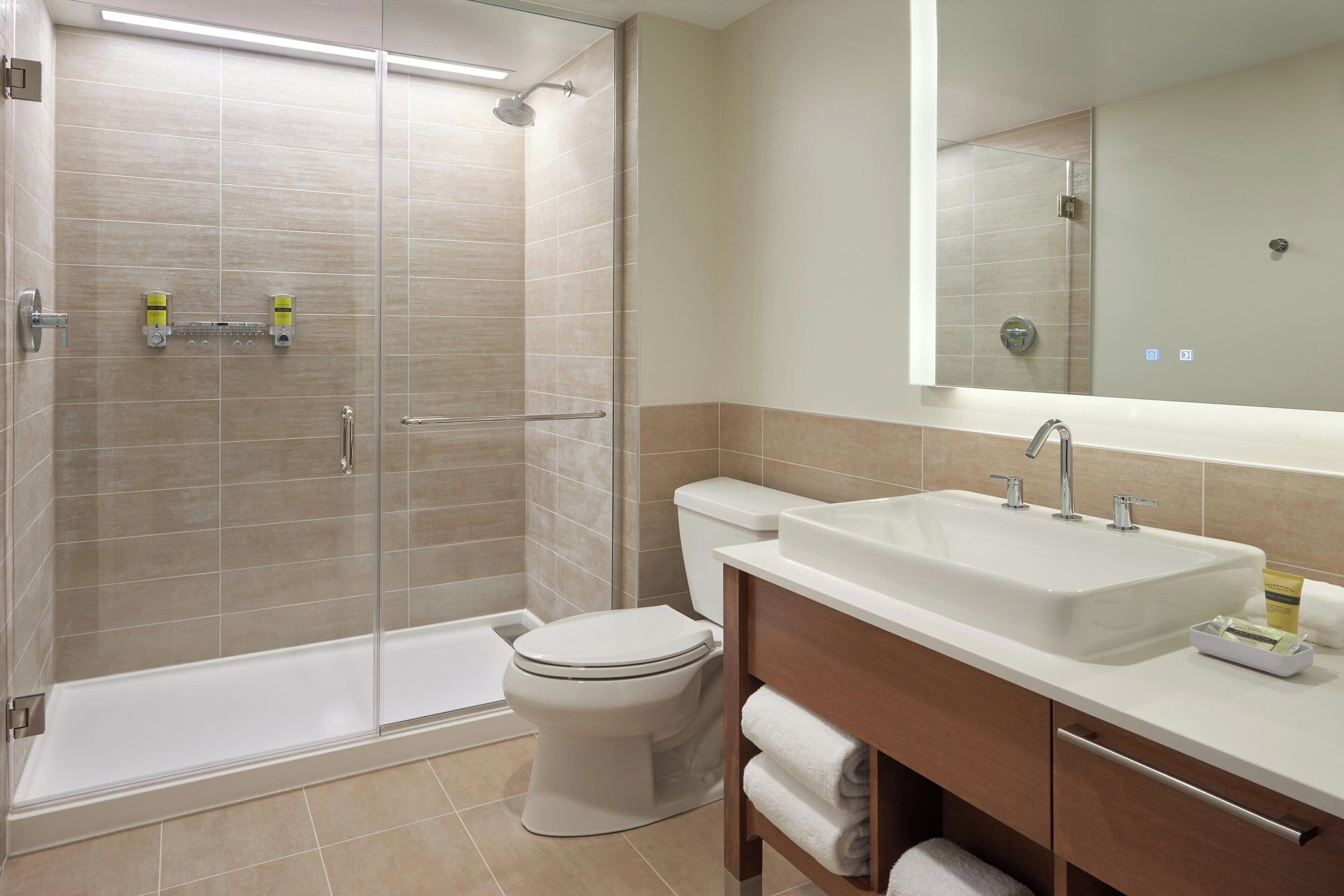 free toiletries, hair dryer, towels