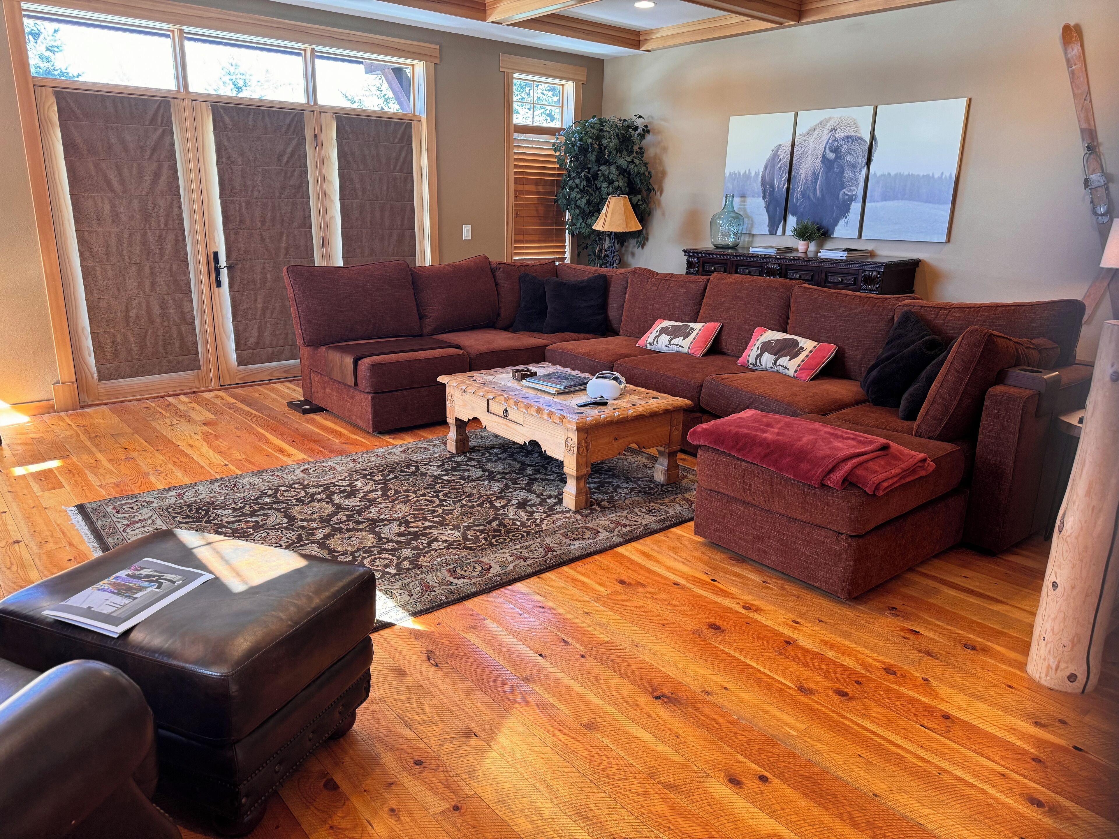 Smart TV, fireplace, video games, DVD player