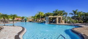 2 outdoor pools, open 9:00 AM to 9:00 PM, pool umbrellas, pool loungers