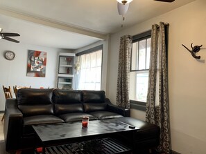 TV, DVD player, books, video library