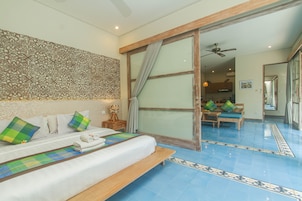 别墅, 2 间卧室, 私人游泳池 | 客房内保险箱、特色家居、办公桌、笔记本电脑工作区