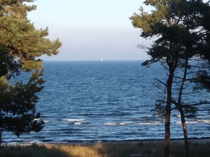 Beach nearby, sun loungers