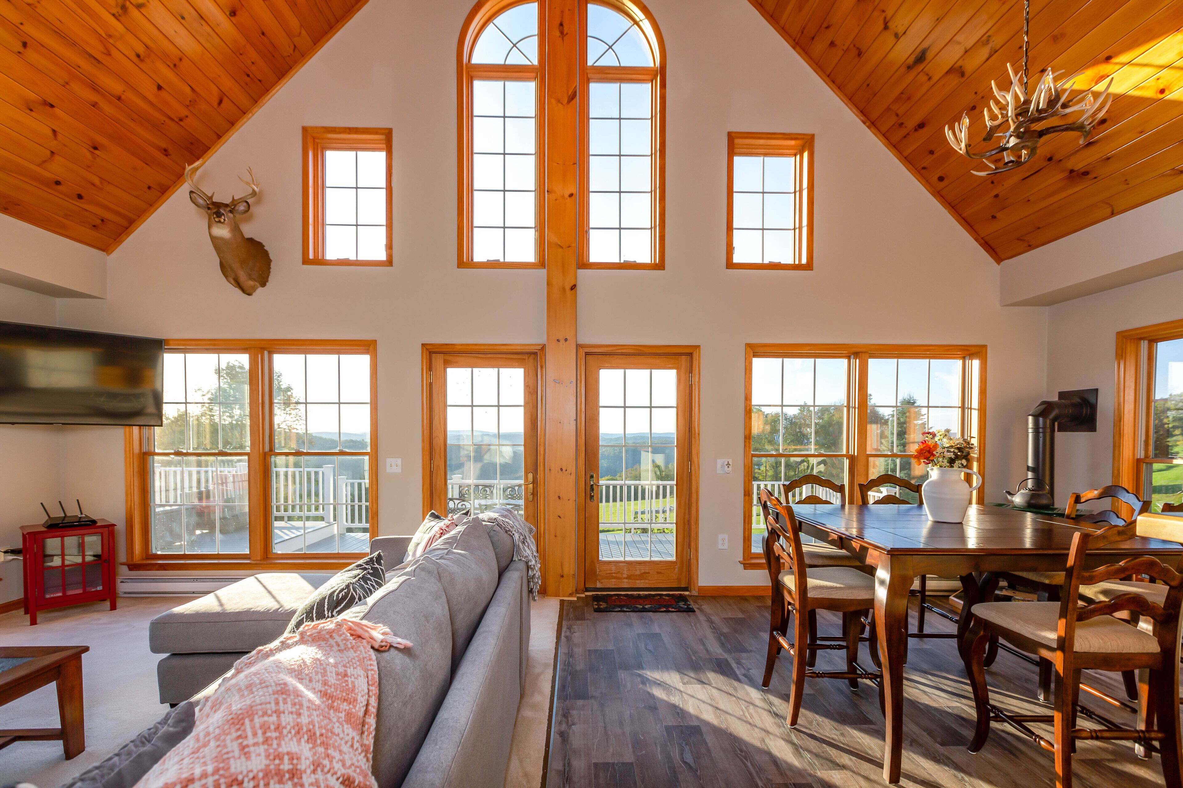 TV connectée, cheminée, livres