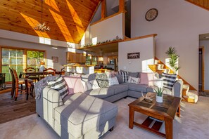 Smart TV, chimenea, libros