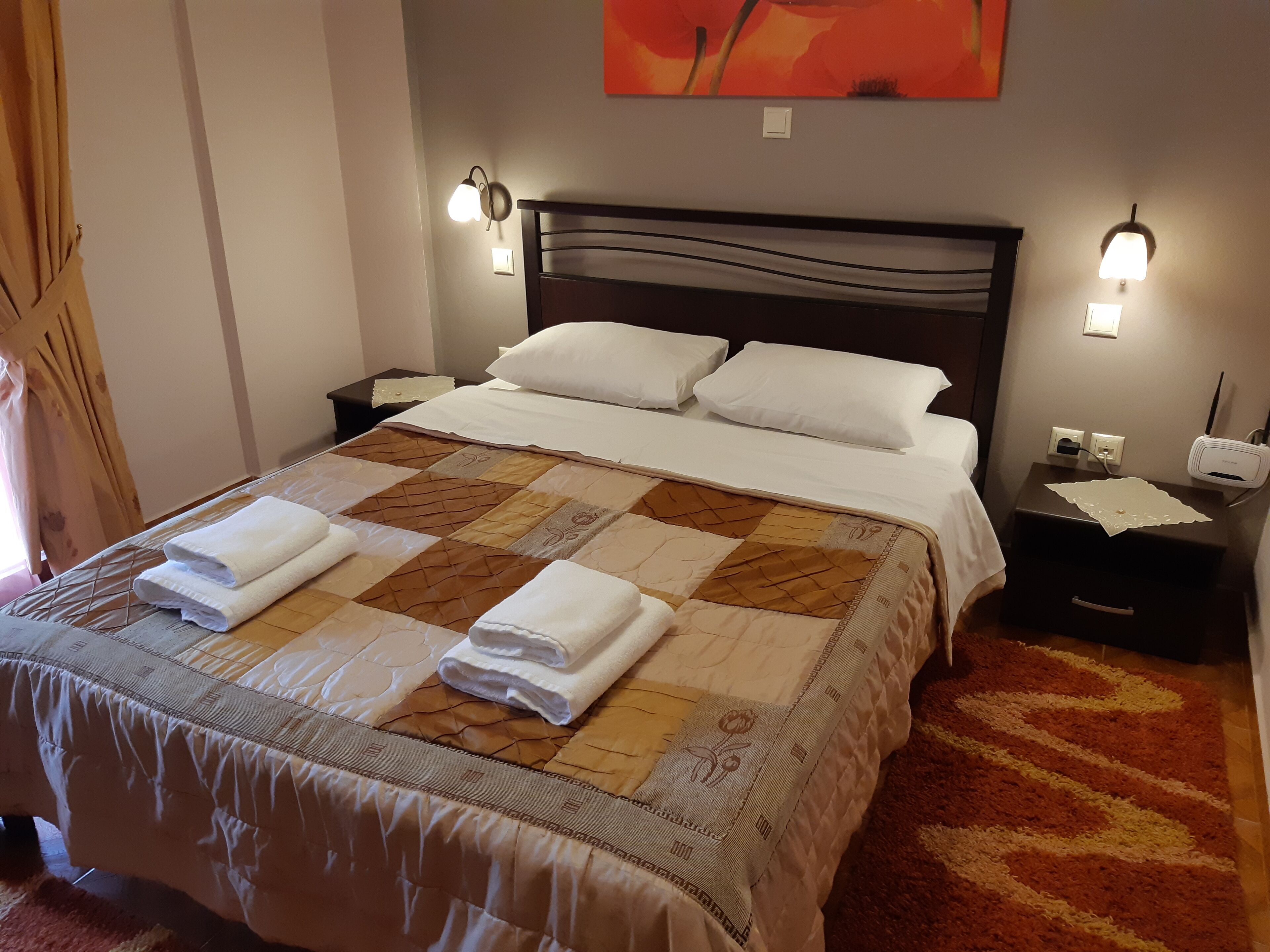 Family Apartment | Down duvets, desk, laptop workspace, blackout curtains