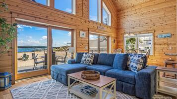 Smart TV, fireplace, DVD player, books