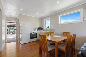 Streamside / Seaview 3 Bedroom Family Cottage | Private kitchen | Fridge, microwave, electric kettle, cookware/dishes/utensils