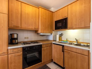 Fridge, microwave, oven, high chair