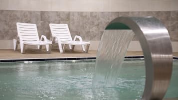Indoor pool, open 4:00 PM to 10:00 PM, sun loungers