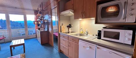 Fridge, microwave, dishwasher
