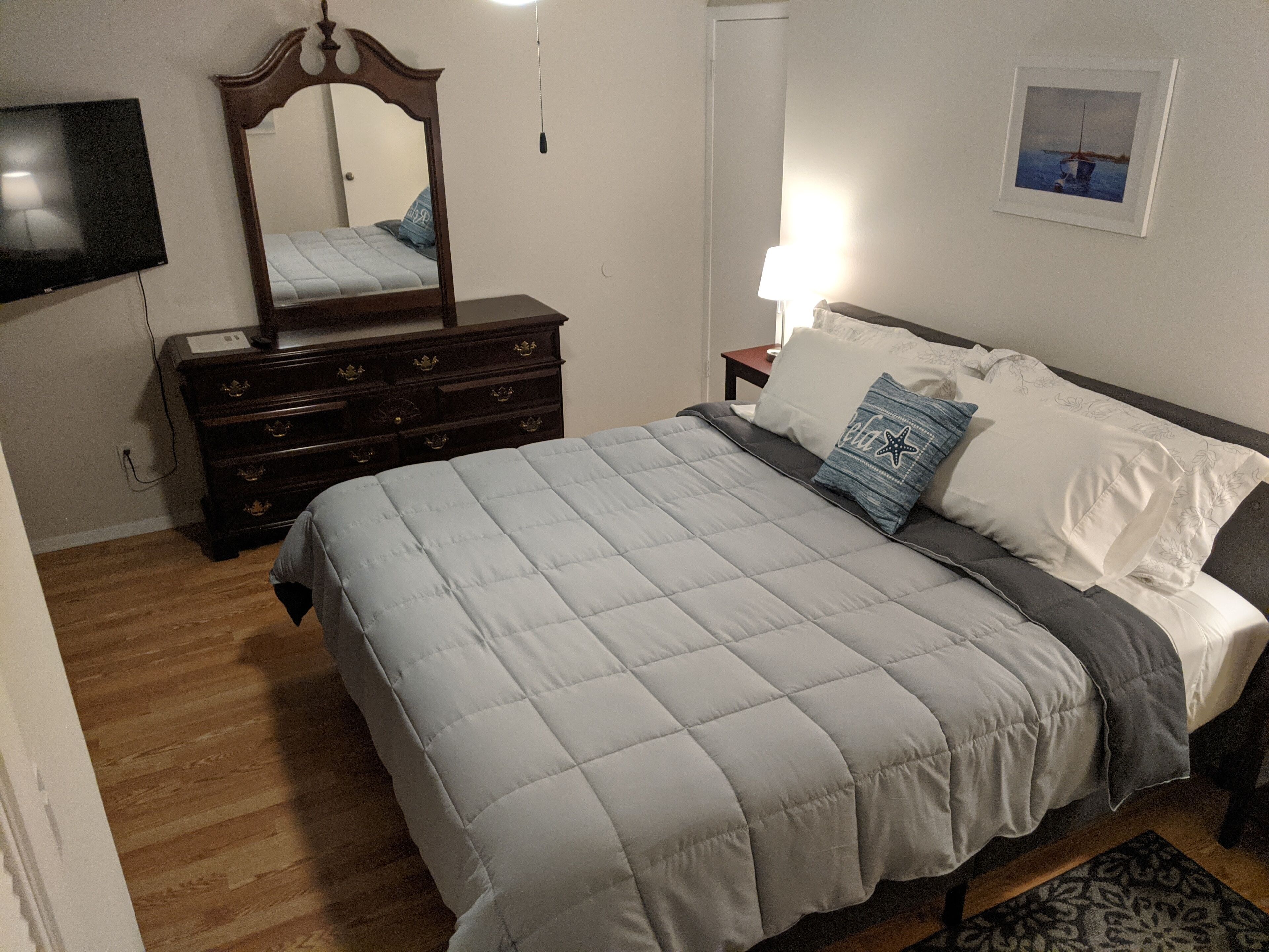 Clean and comfortable vacation getaway just 800 feet from white sand beach.