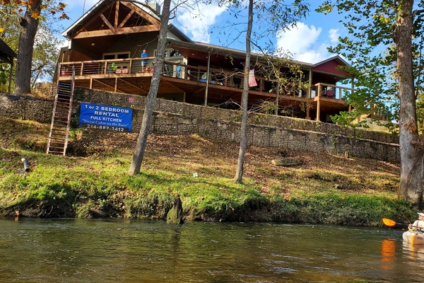 View from the river, the rental is on the right side
