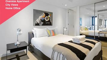 3 bedrooms, desk, iron/ironing board, travel cot