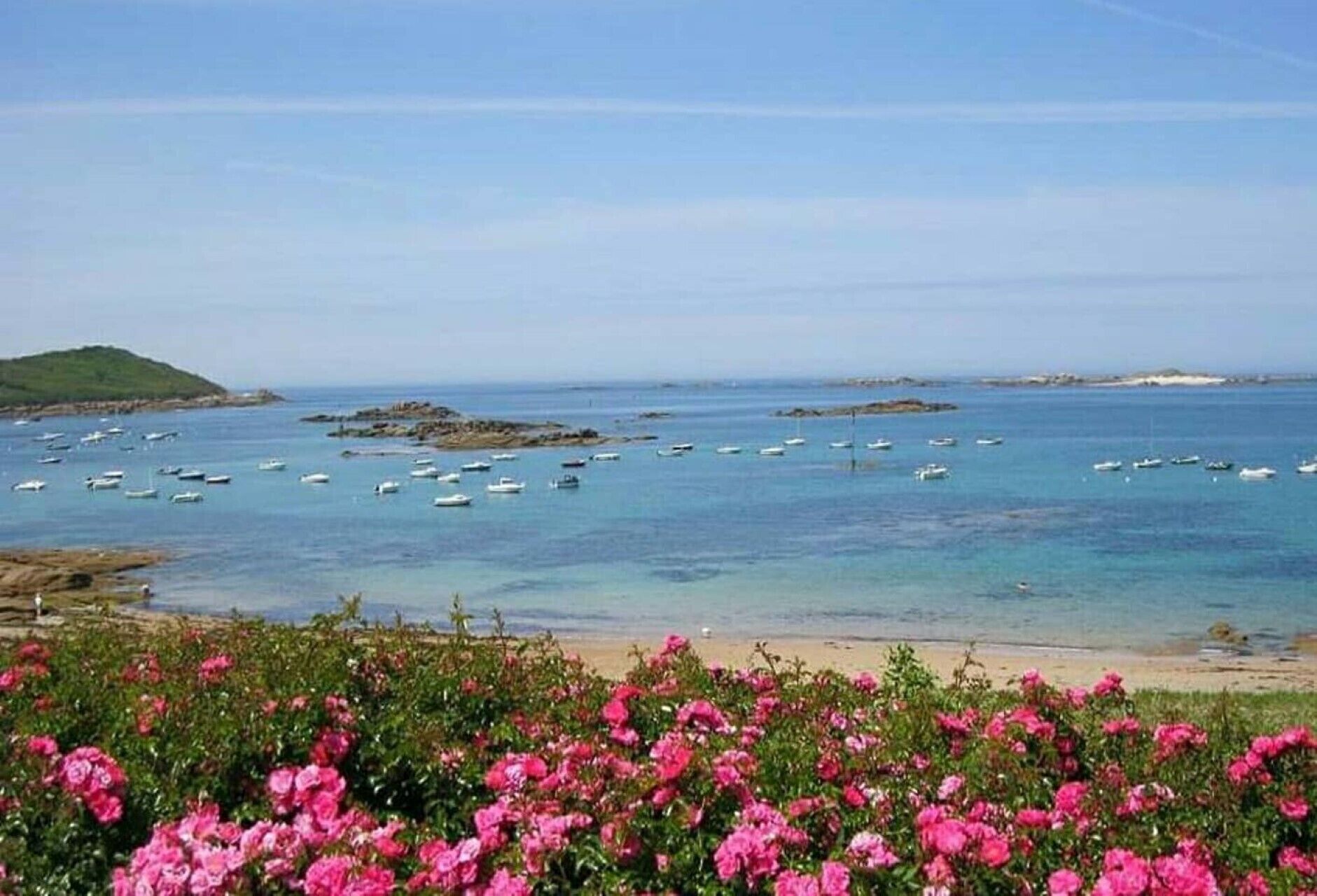 On the beach, sun loungers