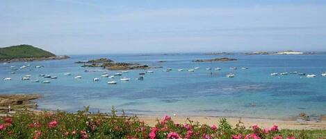 En la playa, sillas reclinables de playa