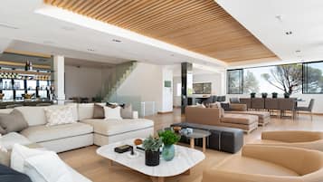 Luxury Villa | Living area | 60-inch flat-screen TV with satellite channels, TV