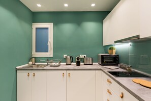 Apartment, 1 Schlafzimmer | Eigene Küche | Espressomaschine, Wasserkocher mit Kaffee-/Teezubehör