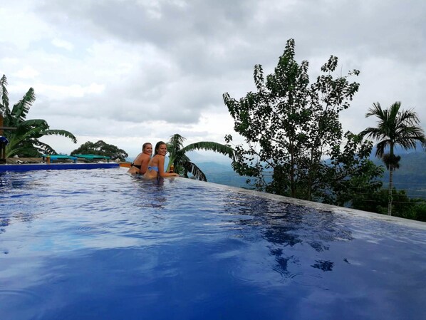Outdoor pool, pool loungers