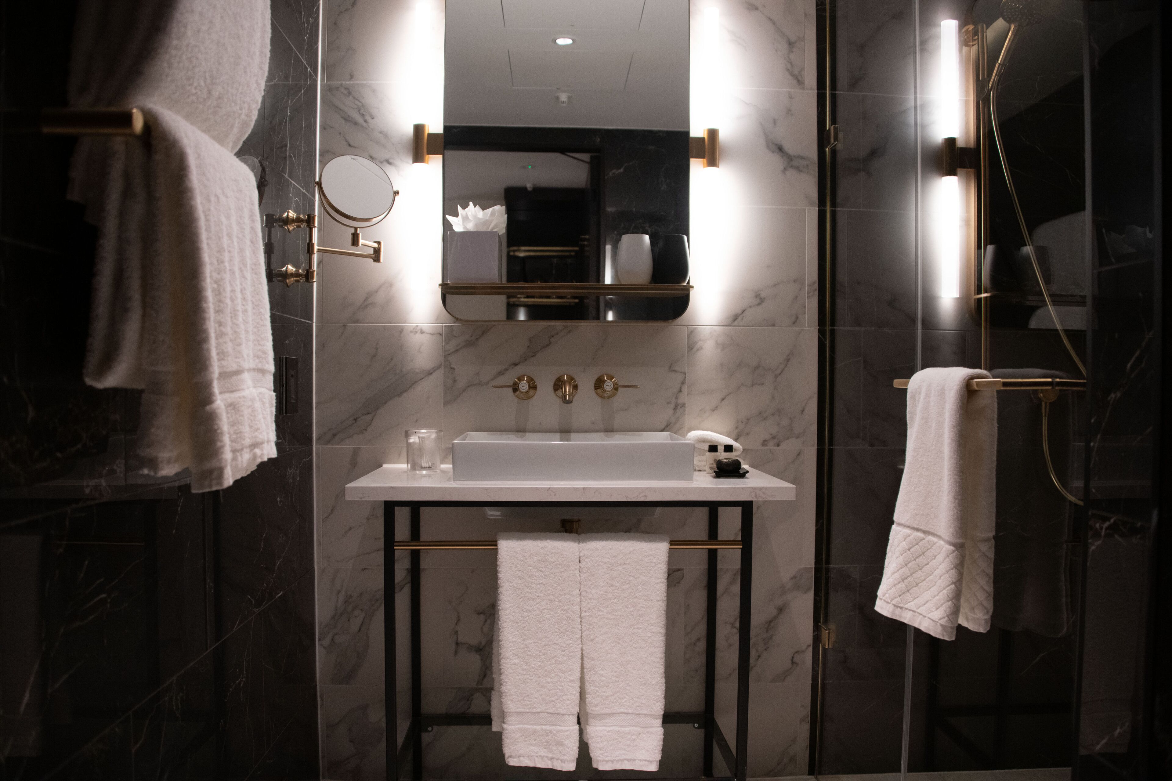 deluxe double room | bathroom | shower, designer toiletries, hair dryer, bathrobes