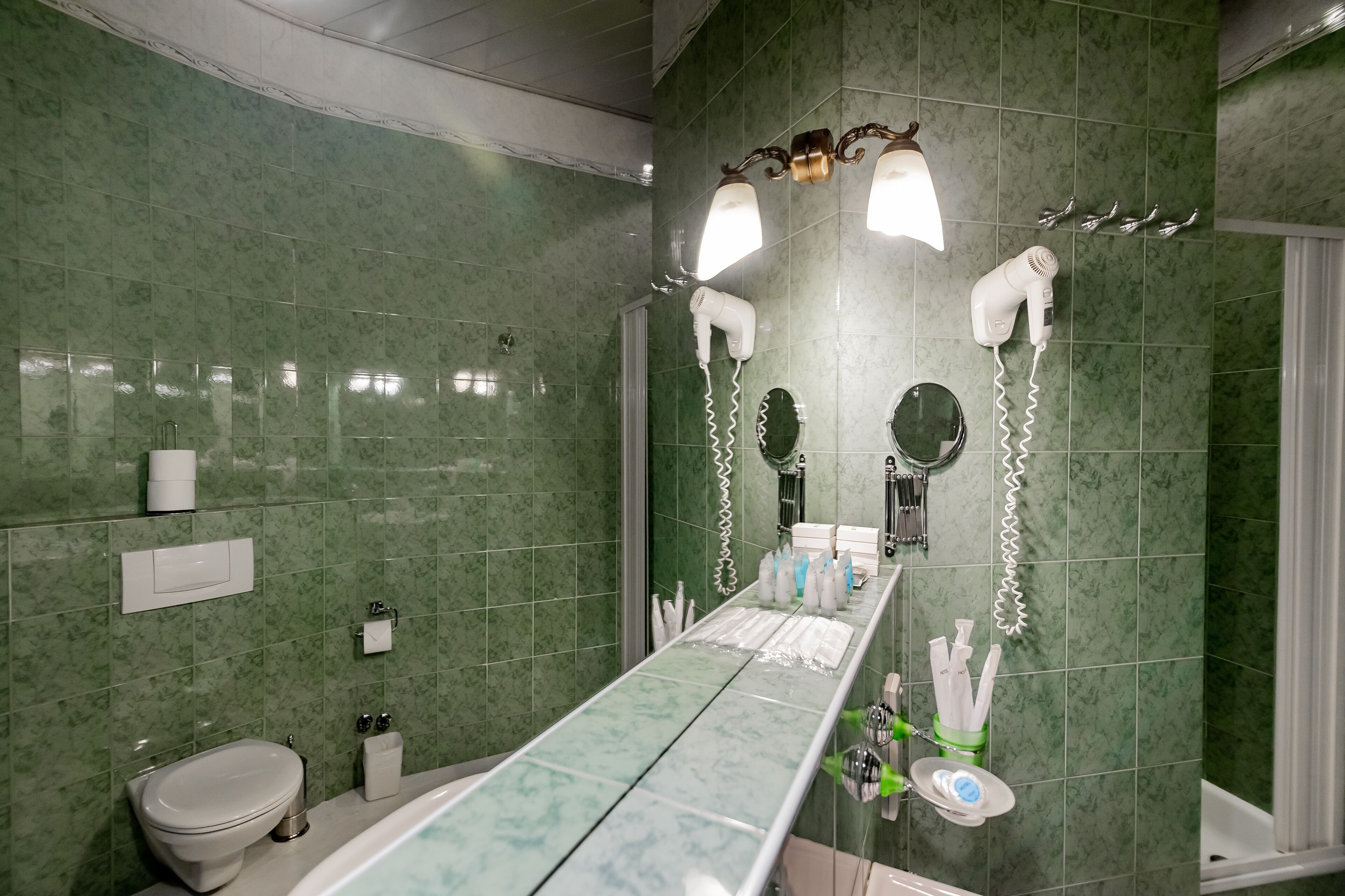 family room | bathroom | shower, free toiletries, hair dryer, dressing gowns