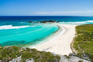 Playa en los alrededores, camastros y toallas de playa 
