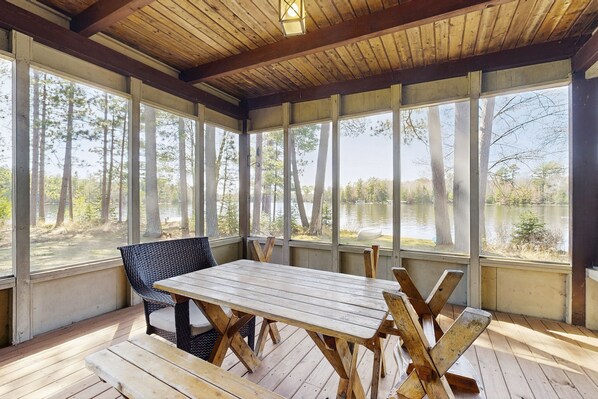 Dining - Lakefront home on private peninsula w/ 2 piers & lovely water views - 2 dogs OK (Eagle River)