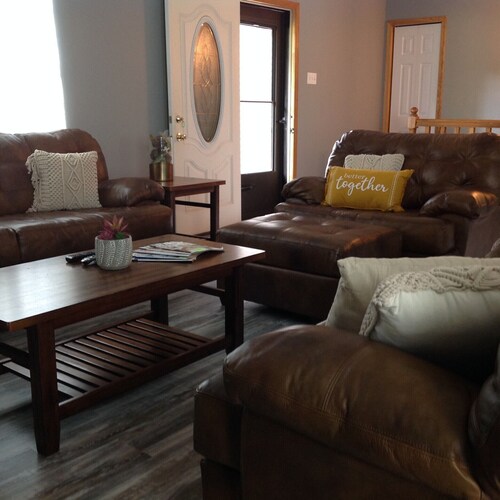 Lake of Egypt 4 bedroom home sleeps 8 with dock and flat yard and lakefront!  