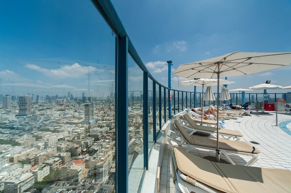 A rooftop pool