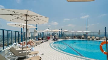 A rooftop pool
