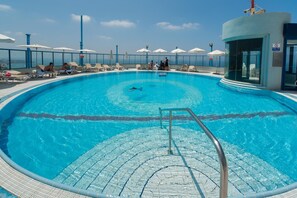 A rooftop pool