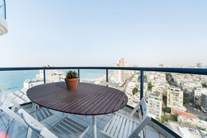 Apartment, Non Smoking, Pool Access | Balcony - Beachfront w Balconies & Parking (Tel Aviv)
