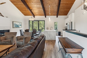 Classic Chalet, 4 Bedrooms (BV 9 -Tyrolean Chalet, No Pool Access) | Living area | Flat-screen TV, fireplace, DVD player