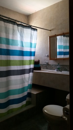 Shower, rainfall showerhead, free toiletries, hair dryer - Yucatan Vista Inn (Mérida)