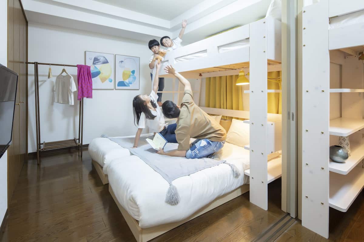 Family Studio | 1 bedroom, desk, laptop workspace, blackout curtains