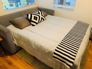 1 bedroom, iron/ironing board, travel crib, WiFi