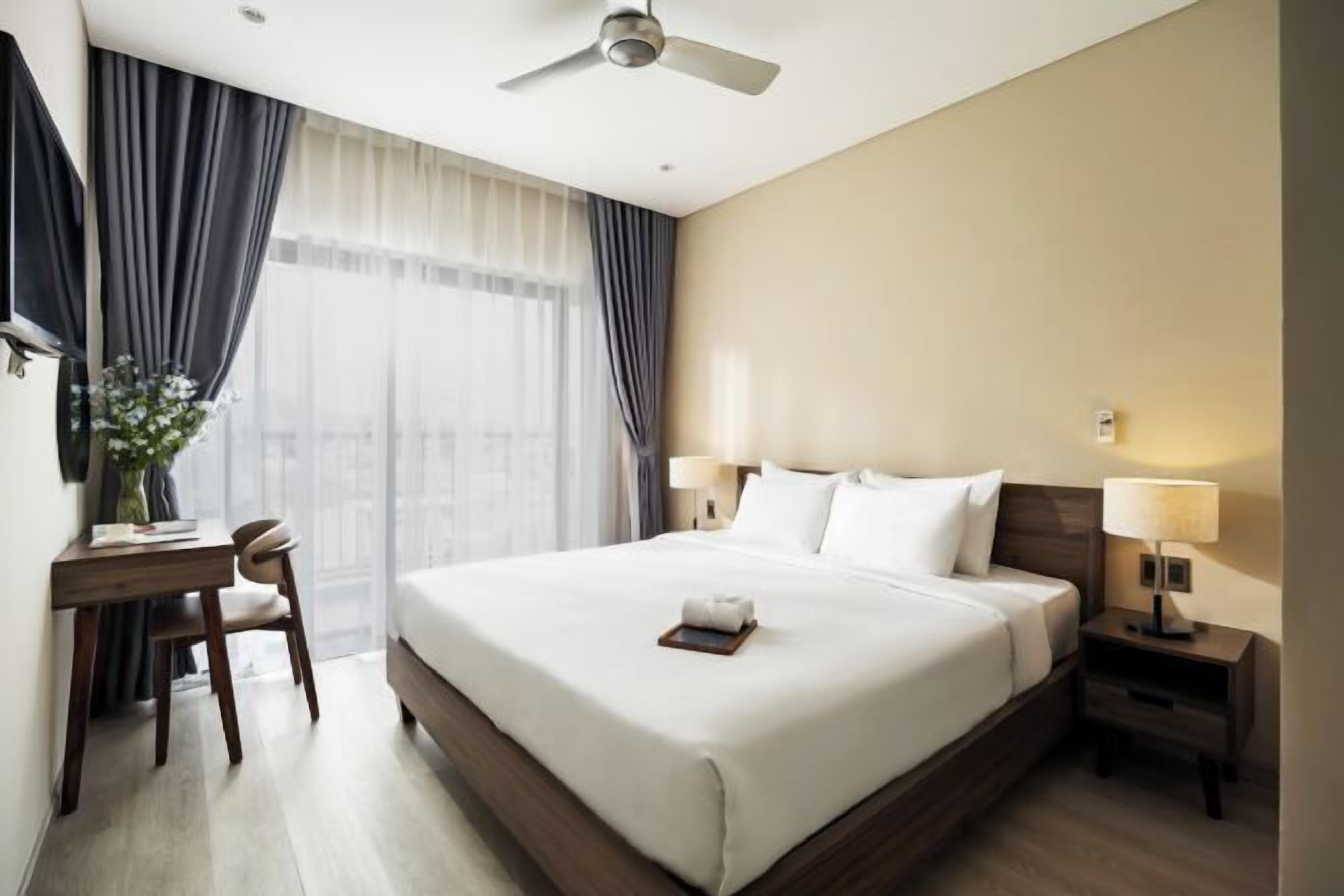 Premium bedding, individually furnished, desk, blackout drapes